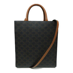 Celine Vertical Bag Triomphe Canvas classic Brown tote Tan Cabas